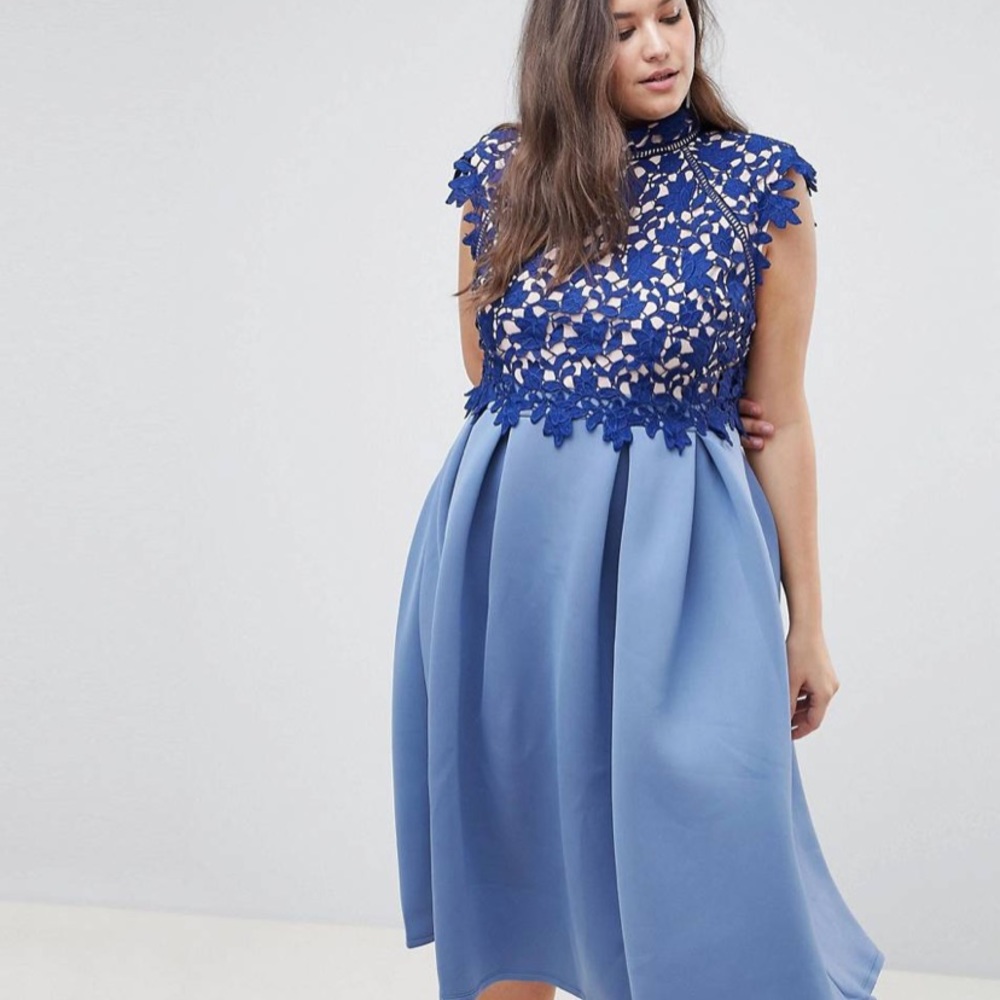 ASOS Curve Lace High Neck Skater Midi Dress NWOT